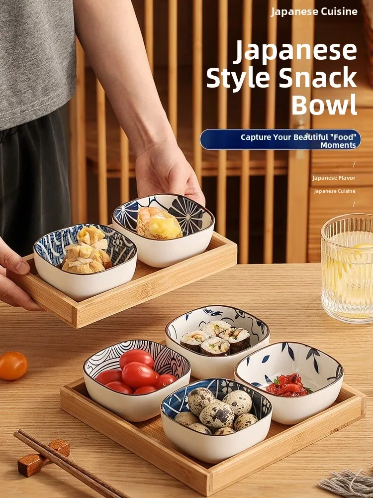 Japanese Snacks - Ceramiczna miseczka w stylu japońskim, kwadratowa,