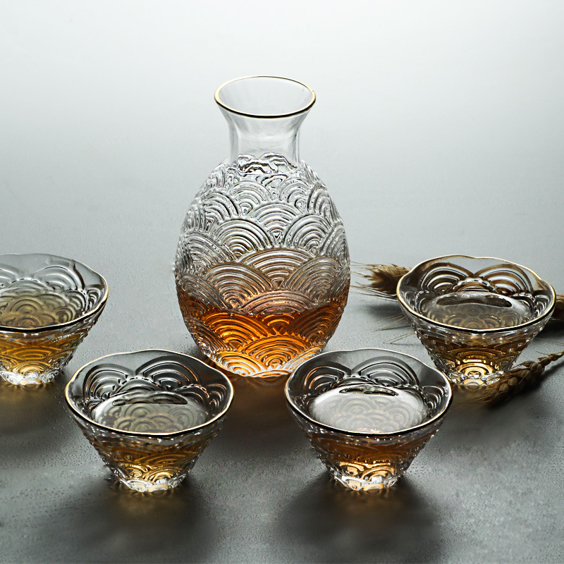 Japanese Pottery - Japoński zestaw do sake: młotek, dzbanek,