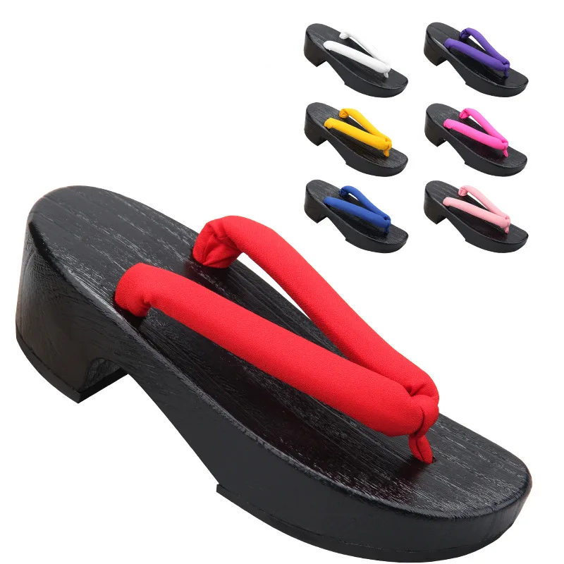 Geta Wooden Sandal - Damskie czarne drewniane sandały w kształcie