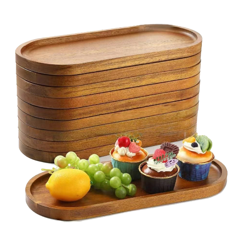 Japanese Snacks - Talerz deserowy z litego drewna, okrągły,