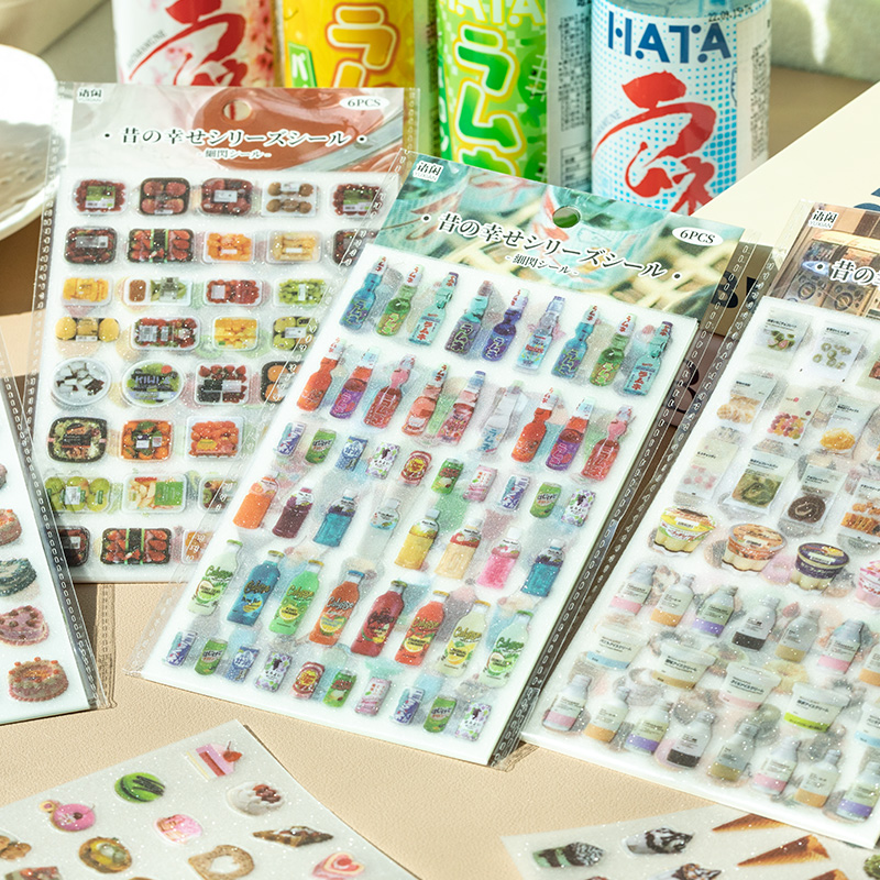Japanese Snacks - 6 arkuszy śliczne ciasto przekąski naklejki