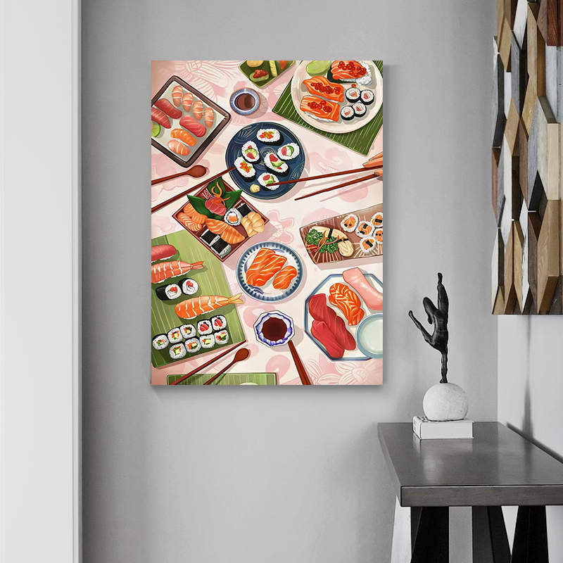 Plakaty z sushi i łososiem, ob – Japanese Restaurant Lifestyle recenzja i cena